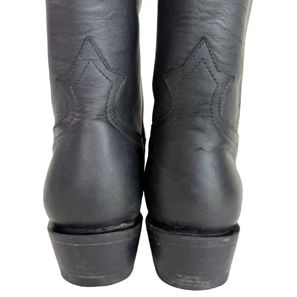 Bed Stu Oak Tree Farms Preacher Black Pull on Boots Bovine Leather Men Size 8.5
